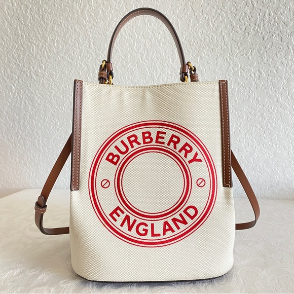 Burberry Logo Graphic Canvas Bucket Bag - Picture 2 of 14